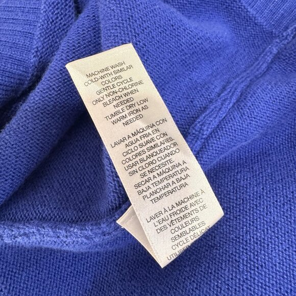 Weekends by Chico's Sweater 2 / L Blue Knit Gems Rhinestones 1/4 Zip Pullover - Picture 9 of 10